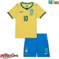 Camiseta Brasil Vinicius Junior #10 Primera Equipación para niños Mundial 2026 manga corta (+ pantalones cortos)
